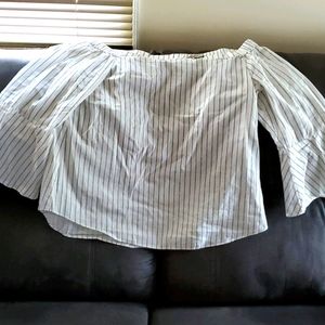 Calvin klein jeans stripey off rhe shoulder top